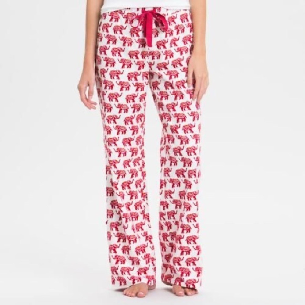 World Market Women’s Cotton Elephant Pattern Pajama Pants White/Pink L/XL